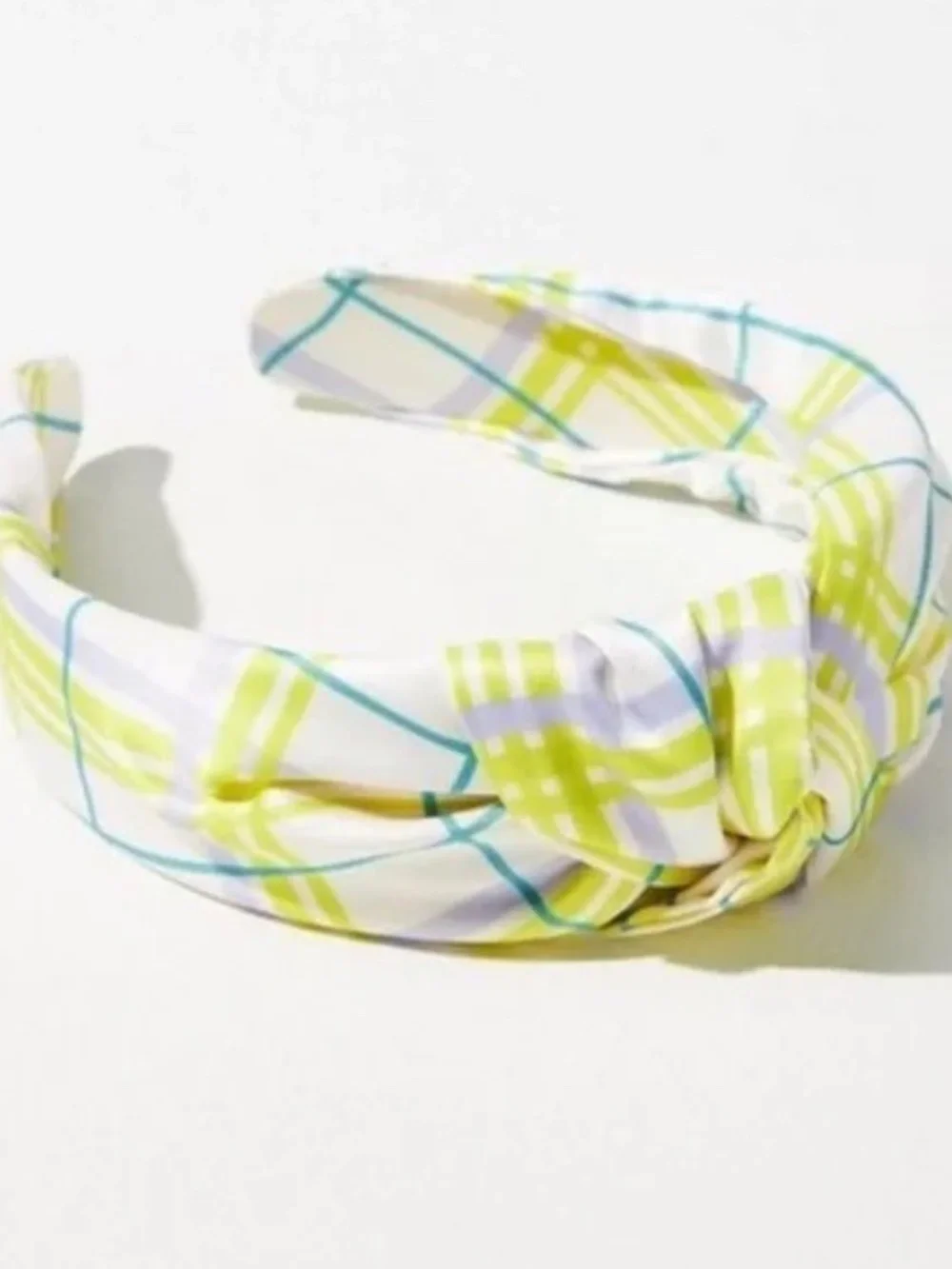 NWT Anthropologie Everly Knot Wide Yellow Plaid Headband